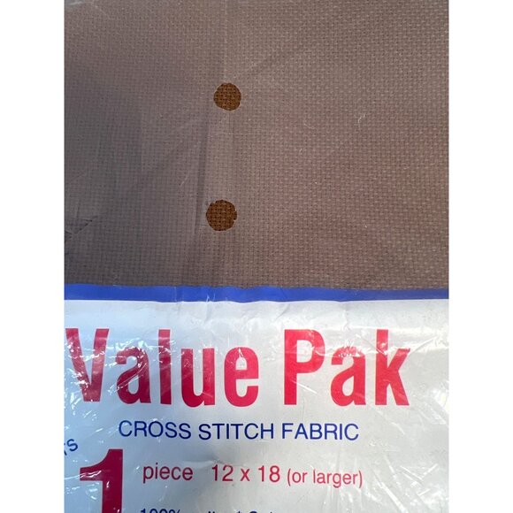 Value Pak Cross Stitch Fabric 12x18 Inch 18 Count 100% Cotton Brown - Picture 2 of 2